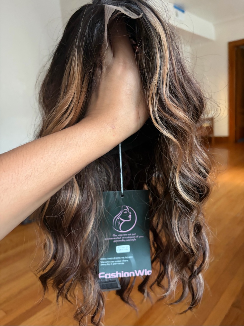 Brown with Blonde Highlights Wavy Lace Front Wig